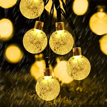 Кристална топка, перфектна светлина венец, слънчеви батерии, led венец на открито, Огради, веранда, Парти, Коледа, украса на двора на една селска къща