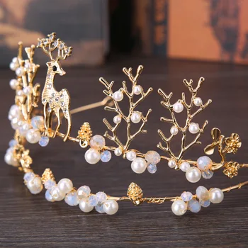 Кристални перли корона, диадема от планински кристал, лента за косата на булката, украса за коса с цветен покритие, короната на принцеса мода, сватбени аксесоари за коса