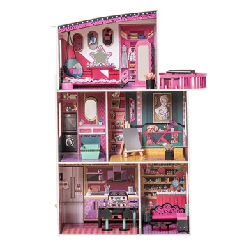 Куклен дом на художника РОБУД, wooden куклена къща, голям дом на мечтите, 25 бр., аксесоари и мебели за 12-инчов кукли, подаръци за 3+