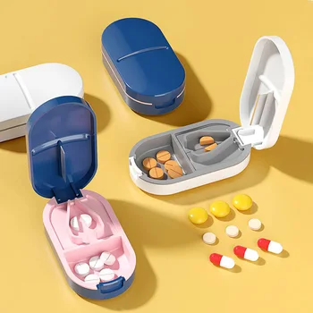 Кутия за рязане на таблетки 1 бр., преносима кутия за лекарства, разделител за хапчета, на притежателя на таблетки, кутия за рязане на таблетки