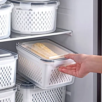 Кутия за съхранение в хладилник, кошница за плодове и зеленчуци, кутия за пресни продукти, органайзер за хладилник, кухненски съдове за съхраняване на яйца