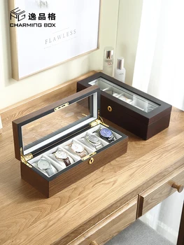 Кутия за съхранение на мъжката колекция от часовата стъкло, прости дървени механични часовници, битови