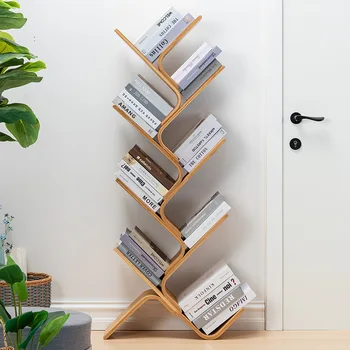 Лавица за книги във формата на дърво, Подови Студентски Домакински Спалня Компактен Шкаф За Съхранение на Модерен Минималистичен Малък библиотеката Полк