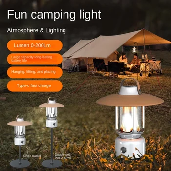 Лампа за къмпинг в ретро стил, уличен фенер за навес, led зареждане атмосфера за къмпинг лампа за палатка, осветление, преносими аварийно осветление за лагери