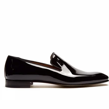 Лачена Кожа Оксфорд Мъжки Ежедневни Обувки, Модни Мъжки Обувки На Квадратен Чорап Приплъзване На Рокля Бизнес Вечерни Обувки На Плоска Подметка