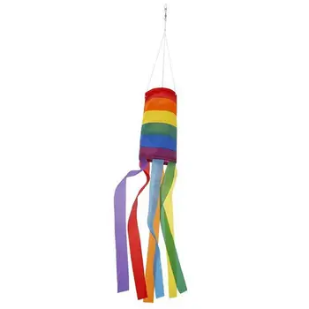 ЛГБТ Гей Гордост Дъгата флаг Виси Windsock Измерване на посоката на рейнбоу вятър Външно украса за градината в задния двор