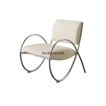 Лесен луксозна единична диван-стол от скандинавски неръждаема стомана, спалня и балкон дневна домашен салон за отдих мързелив диван-стол