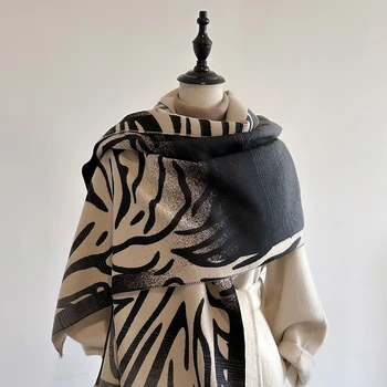 Луксозен зимен шал, женски топъл шал от изкуствена кашмир, женски луксозен шал, удебелена мек шал