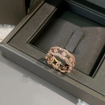 Луксозни бижута на бутик, женски пръстен с една вълнообразна диамантен пръстен от сребро 925 проба, пръстен богиня, коледен подарък