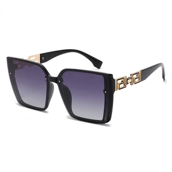 Луксозни дизайнерски квадратни слънчеви очила дамски 2022 Модерен дизайн от метални дамски слънчеви очила ретро нитове наклон марка Oculos De Sol
