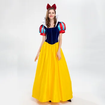 Луксозно обличам костюм за принцеса snow white от карикатура, женски костюм за cosplay snow white за Хелоуин, облекло за парти