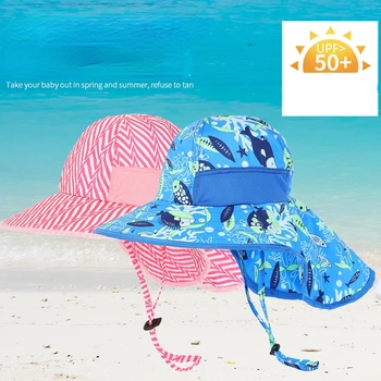 Лятна детска солнцезащитная шапка за плажни пътуване, солнцезащитная рибар шапка с широка периферия, шал около врата, дамска шапка-качулка