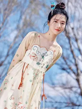 Лятото е ежедневното подобряване на китайското рокля с дълги ръкави hanfu, секси дълга рокля в национален стил, елегантен рокля на династията мин hanfu 