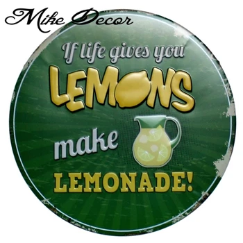 [Майк Decor ] Направете лимонада, кръгла знак, стенни картини, ретро подарък, метални занаят, хотел, кафене, начало декор YA-961