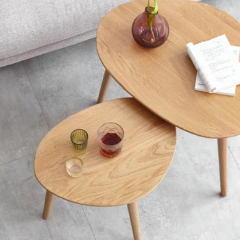 Малка масичка за чай от масивно дърво, прост, естествен дъбов диван, приставной маса, кухненски ъгъл маса, кръгла маса в скандинавската хол, малка масичка приставной