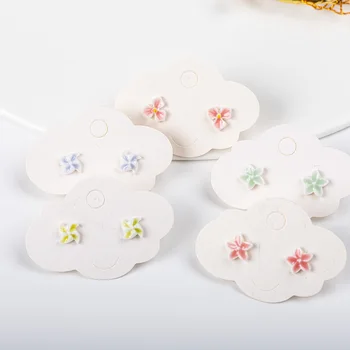 Малки сладки цветни летни керамични обици в корейски стил с цветен модел, геометрични обеци-карамфил за жени #LY303