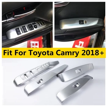 Матиран държач на дръжката на вратата, Бутон за вдигане на прозорец Премина панел Покритие на капака подходящ за Toyota Camry 2018 Г. - 2023 Аксесоари за интериора