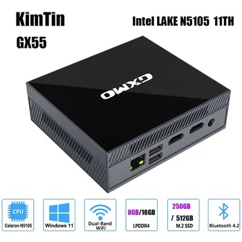 Мини PC KimTin Intel Celeron N5105 16 GB/512 GB Windows 11 Pro компютърни Игри, 4K 60Hz HDMI VGA Win 11 8 GB 256 GB Minipc Linux