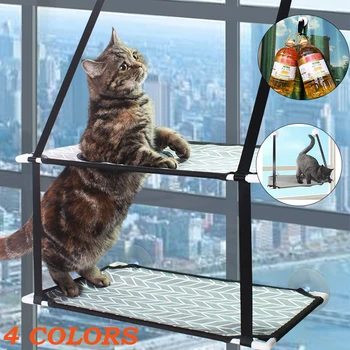 Многопластова подвесная котешка легло, хамак за домашни котки, седалка за почивка на прозореца, гнездо за катерене, рамка за коте, натоварване 25 кг, аксесоари за котки