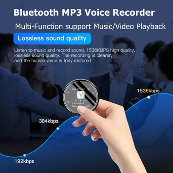 Многофункционален мини диктофон с Bluetooth, възпроизвеждане на музика, видео, запис на екрана с висока разделителна способност, да се занимават с каишка, Mp3 плейър, диктофон