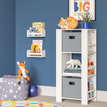 Многофункционална кула за съхранение на книги Book Nook Kids включва 2 бонус 10-инчови плаващи книжарниците -бяло, рафтове за съхранение, за дома