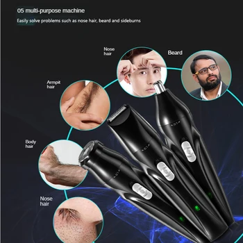 Многофункционална мини-самобръсначка 5 в 1, тример за коса, сервитути и носа, акумулаторна самобръсначка за мъже, машина за бръснене