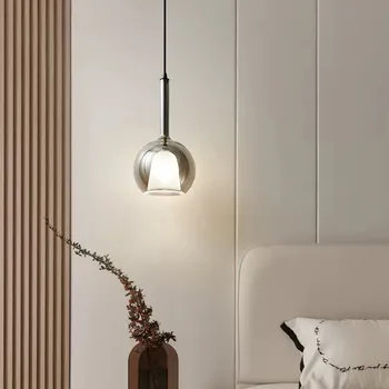 Модерен led стъклена окачена лампа опушен-сиви на цвят, с 3 глави, нощни окачен лампа за кабинет, лампа за дневна, спалня, домашни осветителни тела