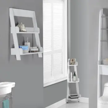 Модерен акцент върху рафтовете от бял ламинат - стилното решение за съхранение на вещите във вашия дом.