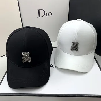 Модерен дизайн лятна бейзболна шапка за жени, корейски дива мечка, шапки с пайети, слънчеви очила, външни козирки, хип-хоп шапка