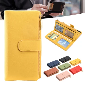 Модерен женски чантата с няколко карти, на прост стяга за пари, дизайн с голям капацитет, висококачествени чанти от изкуствена кожа, портмонета за монети