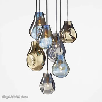 модерен минималистичен led окачен лампа от цветно стъкло, нощни лампа за спални, кафене, ресторант, креативен дизайнерски висящи тела, осветителни тела