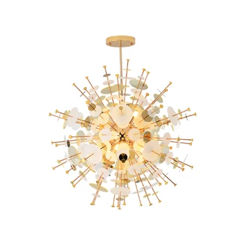Модерна проста златна акрилна кръгъл полилей с метален шариковым покритие LED G9 Осветление Ресторант Дневна Спалня Деко Лампа лампа