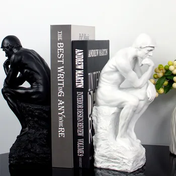 Модерна проста фигурка мислител Скулптура поставка за книги, фигурки мислител декорация на Интериор на стаята Фигурка статуя от смола декорация на дома подаръци