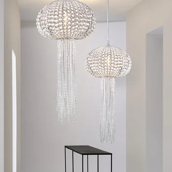 Модерни кристални led полилей във формата на медузи, луксозно осветление, осветител за всекидневната, окачена лампа, кухненски лампа