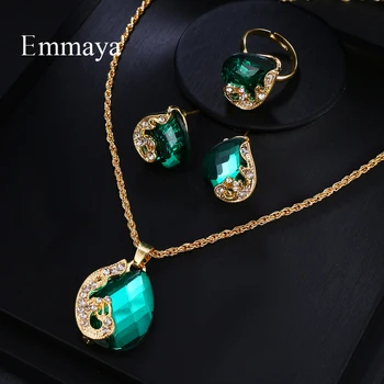 Модната марка Emmaya, луксозни обеци с кубическим цирконий, колие, пръстен, комплект за жени, популярните сватбени бижута комплект, подарък