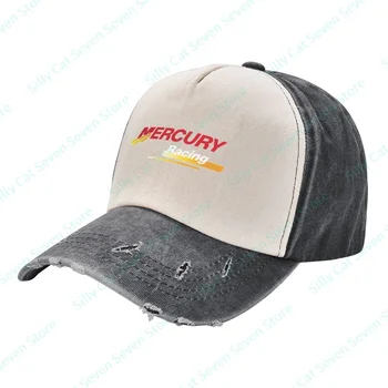 Модни ковбойская бейзболна шапка на Mercury Raclng за мъже и жени, реколта регулируема бейзболна шапка с цветни шевове, стираемая шапка за татко