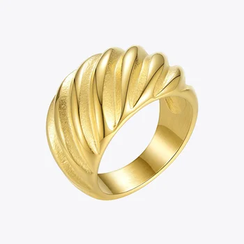 МОДНИТЕ лъскави, с ромолящи, масивни пръстени за жени, годежен пръстен от неръждаема стомана златист цвят, мода декорация, празнична чанта R204068