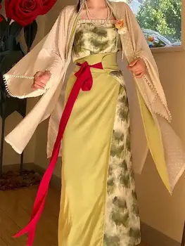 Моля, комплект Hanfu в китайски стил династия Елегантен костюм фея дамски древна дрехи на Традиционната свободна 2023 Ново лято