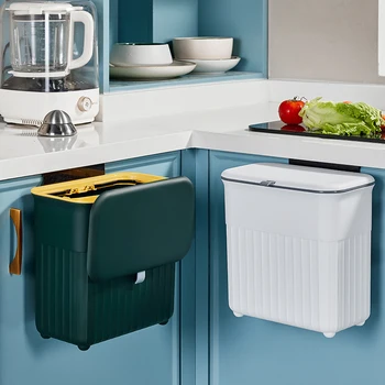 Монтиране на кошче за боклук с обем 9 литра, подобрени подвесное кофа за боклук от рециклирани материали голям капацитет за съхранение с капак, висящи аксесоари за баня и кухня