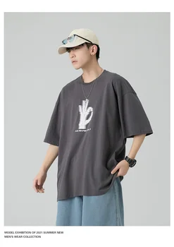 Мъжка лятна риза с къс ръкав и принтом M5422, дизайнерска модна марка за мъже нови дрехи