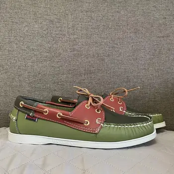 Мъжки Автентичната обувки за докове Sebago - Специални Кожени Обувки-лодка С Остри пръсти дантела AC049