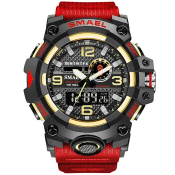 Мъжки военни часовници топ марката 50 м водоустойчив кварцов часовник с двоен дисплей, хронограф, спортни Relogio Masculino