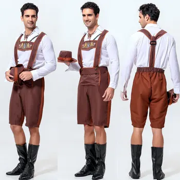 Мъжки костюм, за където се провежда Октоберфест, немска Баварска бира, мъжки дрехи за възрастни, костюми за Хелоуин