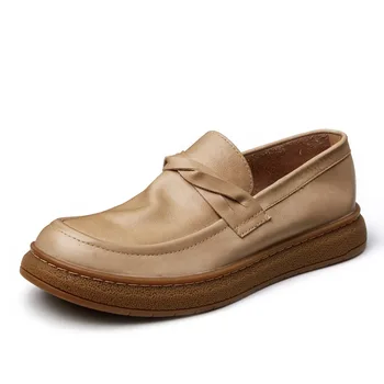 Мъжки модел обувки от мека телешка кожа, Модерен Удобни Ежедневни Бизнес Лоферы в Британския Стил, Луксозни Офис обувки Ръчна изработка, Мъжки