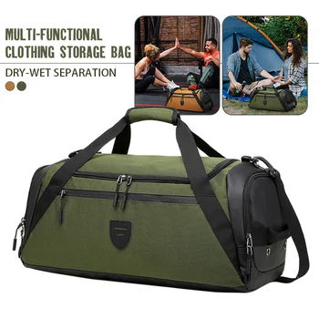 Мъжки мултифункционална чанта на едно рамо, багаж, къмпинг, пикник, спортни чанти за фитнес зала за тренировки, сухо мокро разделение