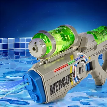 Напълно автоматичен воден пистолет Mercury M2, непрекъснато подаване на вода, светлинни и звукови ефекти, играчка за игра във вода на открито за деца