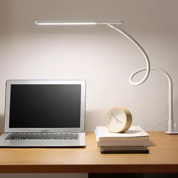 Настолна лампа с дълъг лост, светодиодна настолна лампа с регулируема яркост и цвят, защита на очите за четене в спалнята, лампа за кабинет, офис лампа