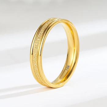 Никога не изчезват оригинални пръстени от матово злато за жени и мъже, Просто годежен пръстен за 4 двойки мм, знак за годеж, подарък за украса