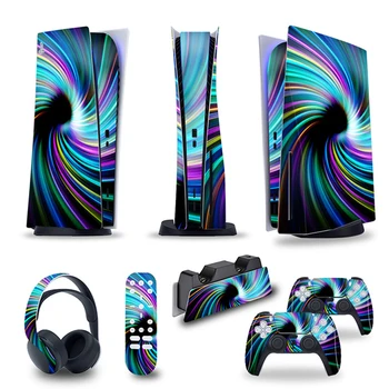 Нов дизайн за по-PS5 Цифров Стикер на кожата Стикер-Стикер за конзолата Playtation 5 и 2 Контролери 5 в 1 Цифров Стикер на кожата PS5