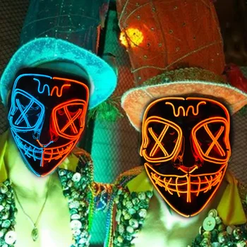 Нов страшен декор за Хелоуин, осветляющая маска за почистване, маска за селското стопанство на Хелоуин, вечерни маски на ужасите, светещи led маски, светещи в тъмното